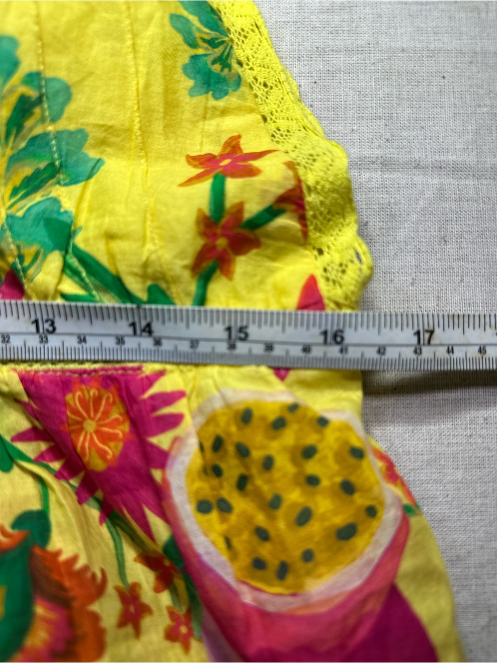 FARM Rio Cotton Yellow Tropical Print Halter Tie-Front Top Size Women’s XS - Picture 5 of 10